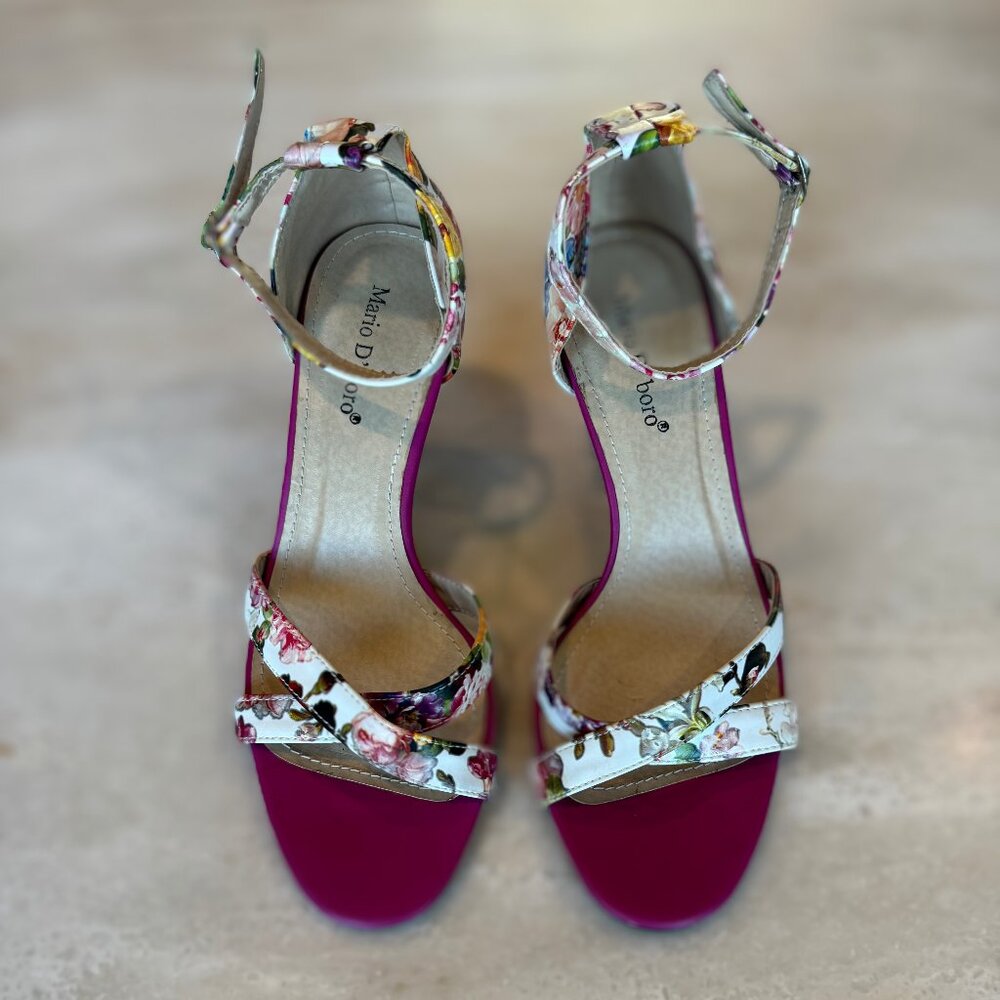 Mario D’boro Size 8 Floral Open-Toed Sandal High Heels